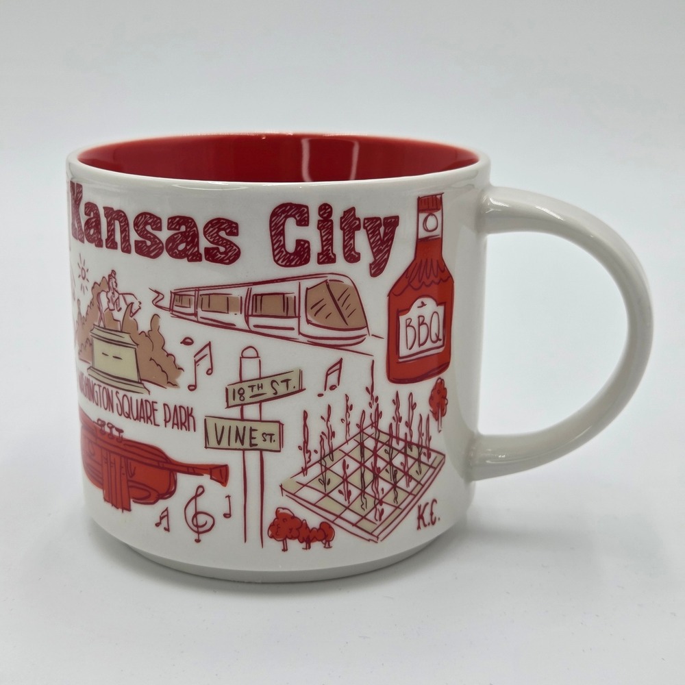 Starbucks 14oz Been There Series Ceramic Coffee Mug Kansas City Collector‎ Cup